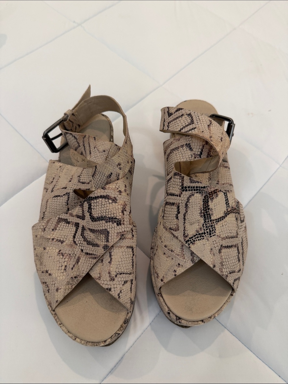 Matisse x Amuse society platform snakeskin sandals
